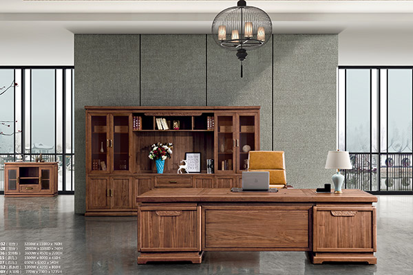 新中式古典实木办公桌老板班台-祥云