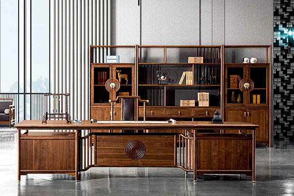 草莓视频污片全实木办公家具实木办公桌-明月清风